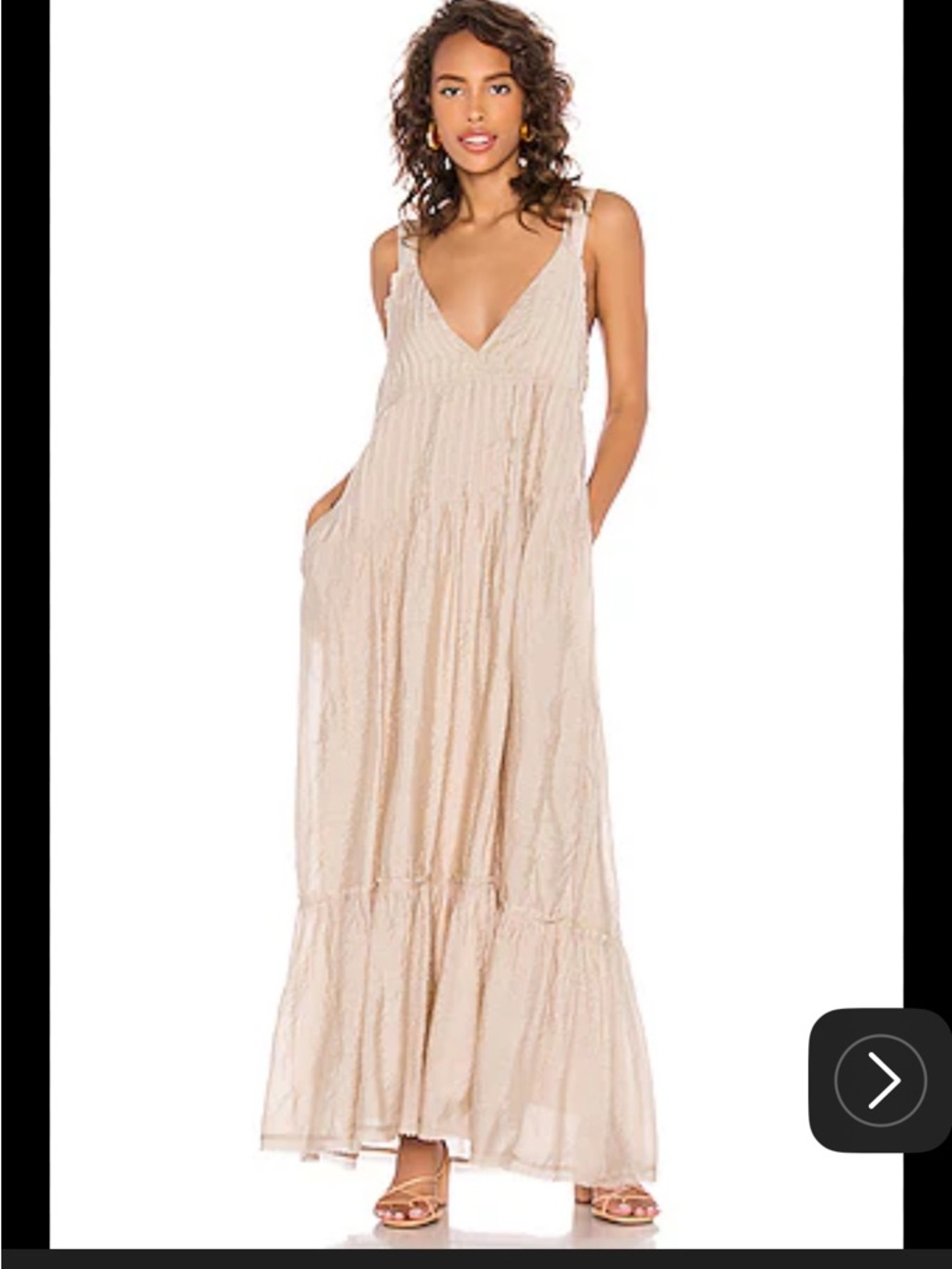 Free People Frankie Pintuck Maxi Dress Flowy Beach Boho Coastal Sand Size Small